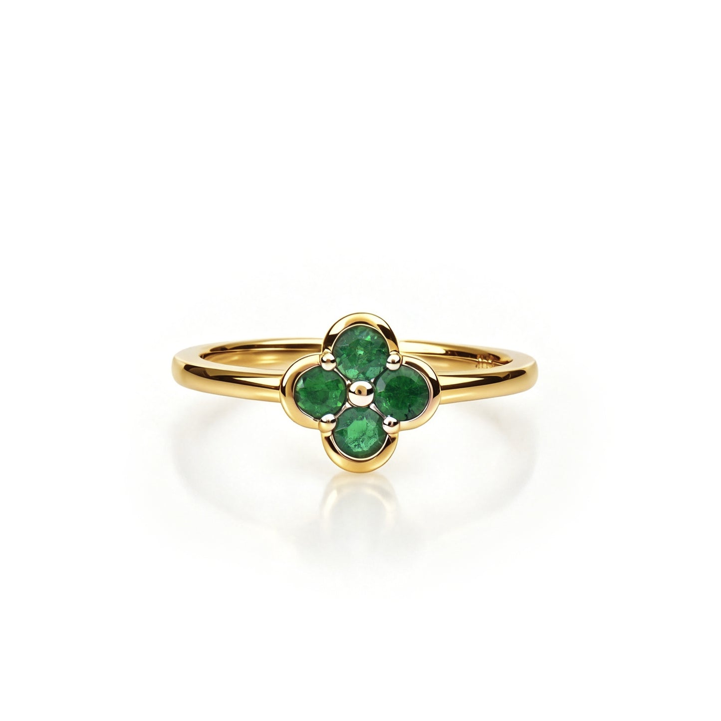 Natural 0.36 Ct. TW Emerald Clover Ring in Yellow Gold, 14K Yellow Gold, 18K Yellow Gold