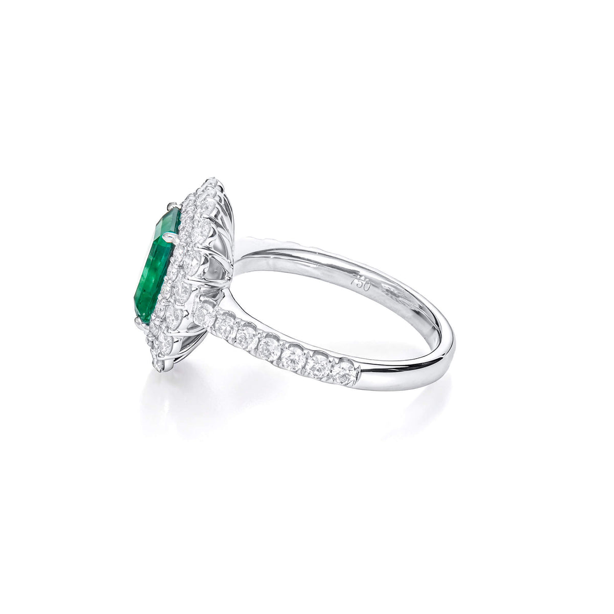 Natural 2.96 Ct. TW Octagonal-Cut Colombian Emerald & Diamond Ring, 18K White Gold
