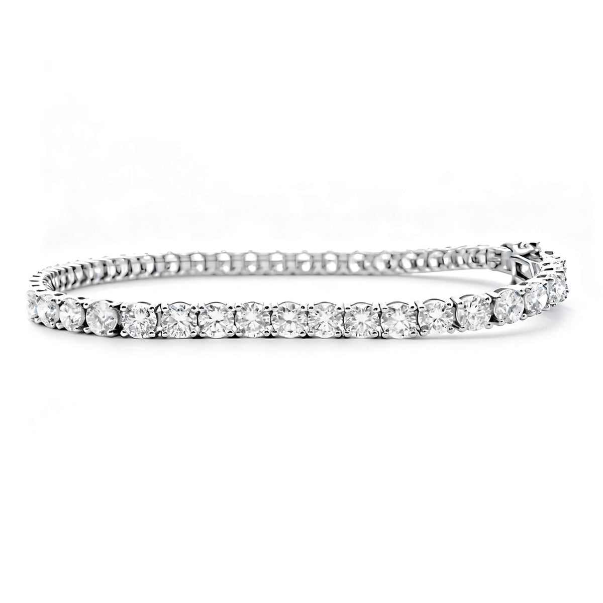 Natural 7.56 Ct. TW Diamond Tennis Bracelet, 14K White Gold