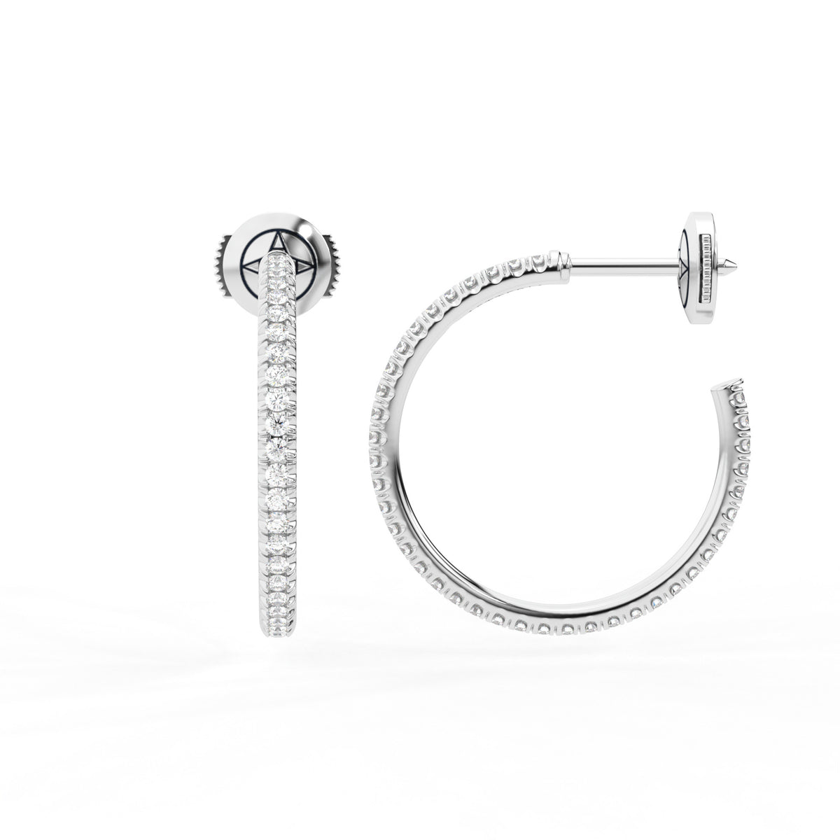 Centuria™ City Hoop diamond earrings, Medium, 14K white gold, 18K white gold