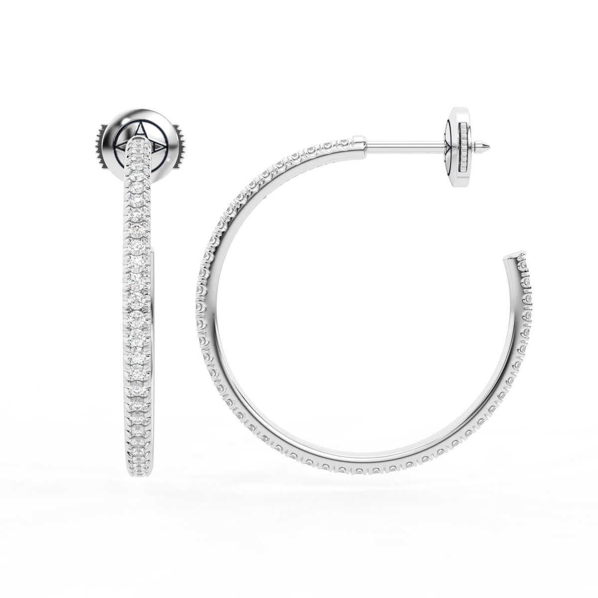 Centuria™ City Hoop diamond earrings, Large, 14K white gold, 18K white gold