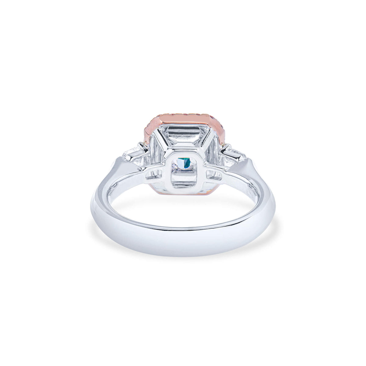Natural 2.26 Ct. TW Grayish Yellowish Green Radiant-Cut Diamond Halo Ring, 18K White & Rose Gold