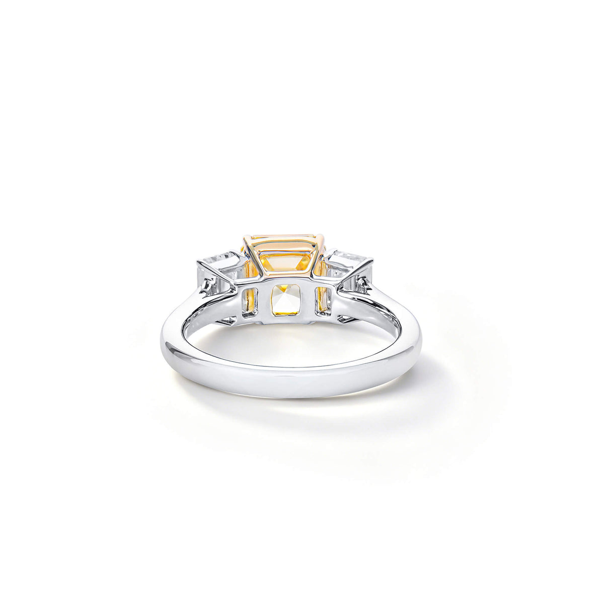 Natural 3.20 Ct. TW Yellow Asscher-Cut Diamond Ring, 18K White & Yellow Gold