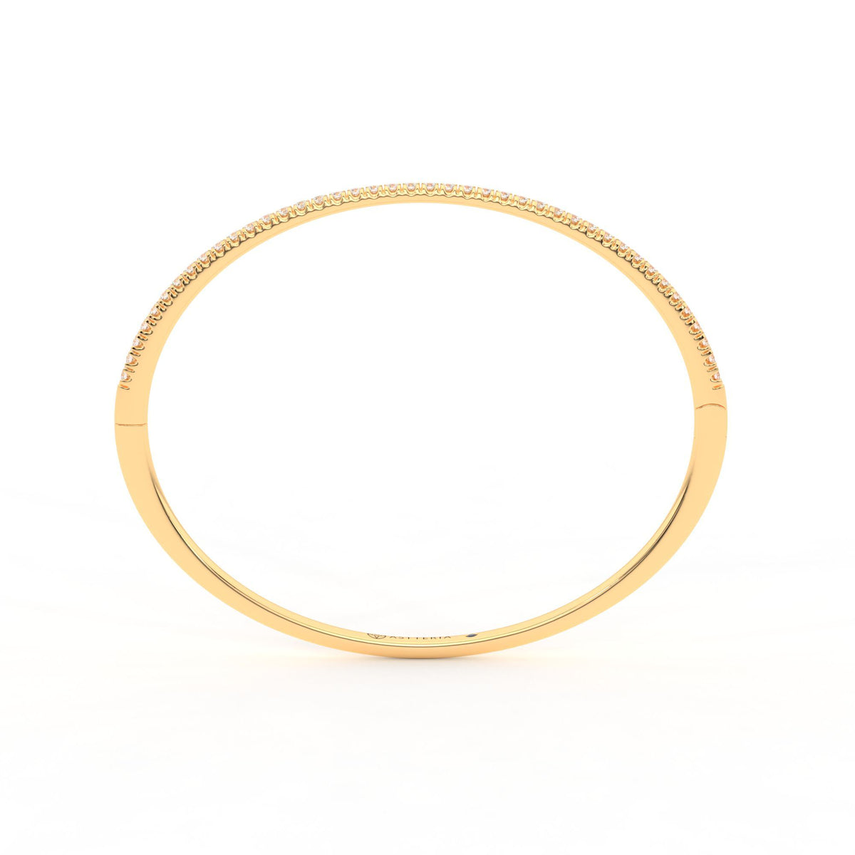 Centuria™ Bangle with Half Pavé White Diamonds, 14K yellow gold, 18K yellow gold