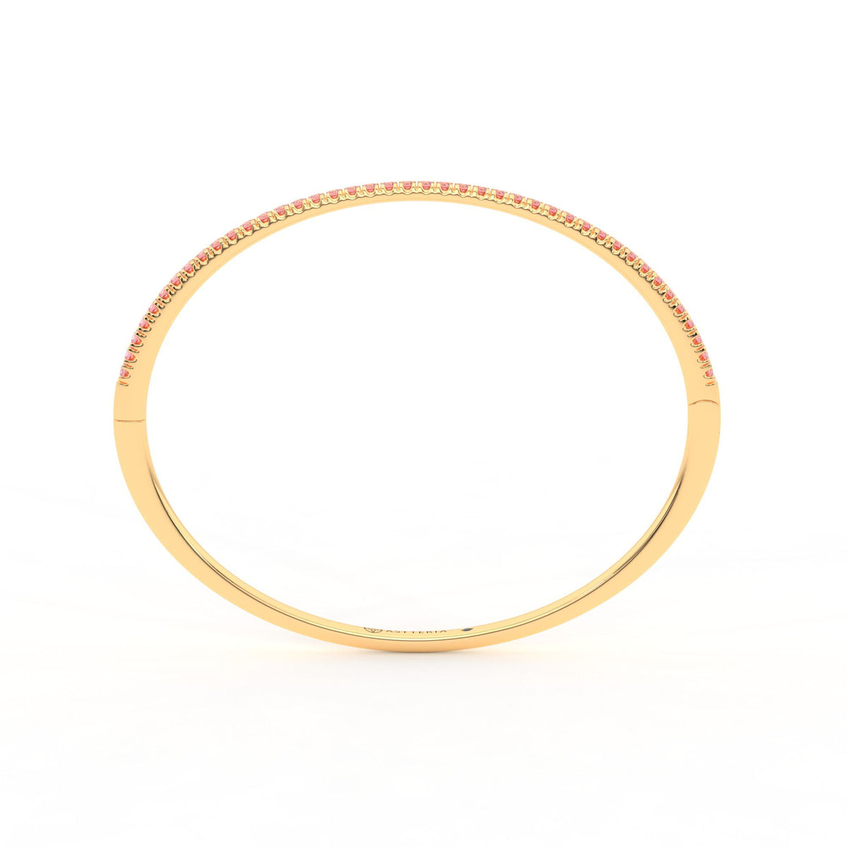 Centuria™ Bangle with Half Pavé pink sapphire, 14K yellow gold, 18K yellow gold