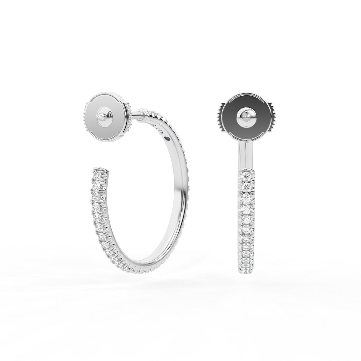 Centuria™ City Hoop diamond earrings, Medium, 14K white gold, 18K white gold