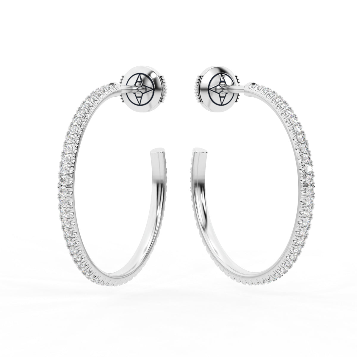 Centuria™ City Hoop diamond earrings, Large, 14K white gold, 18K white gold