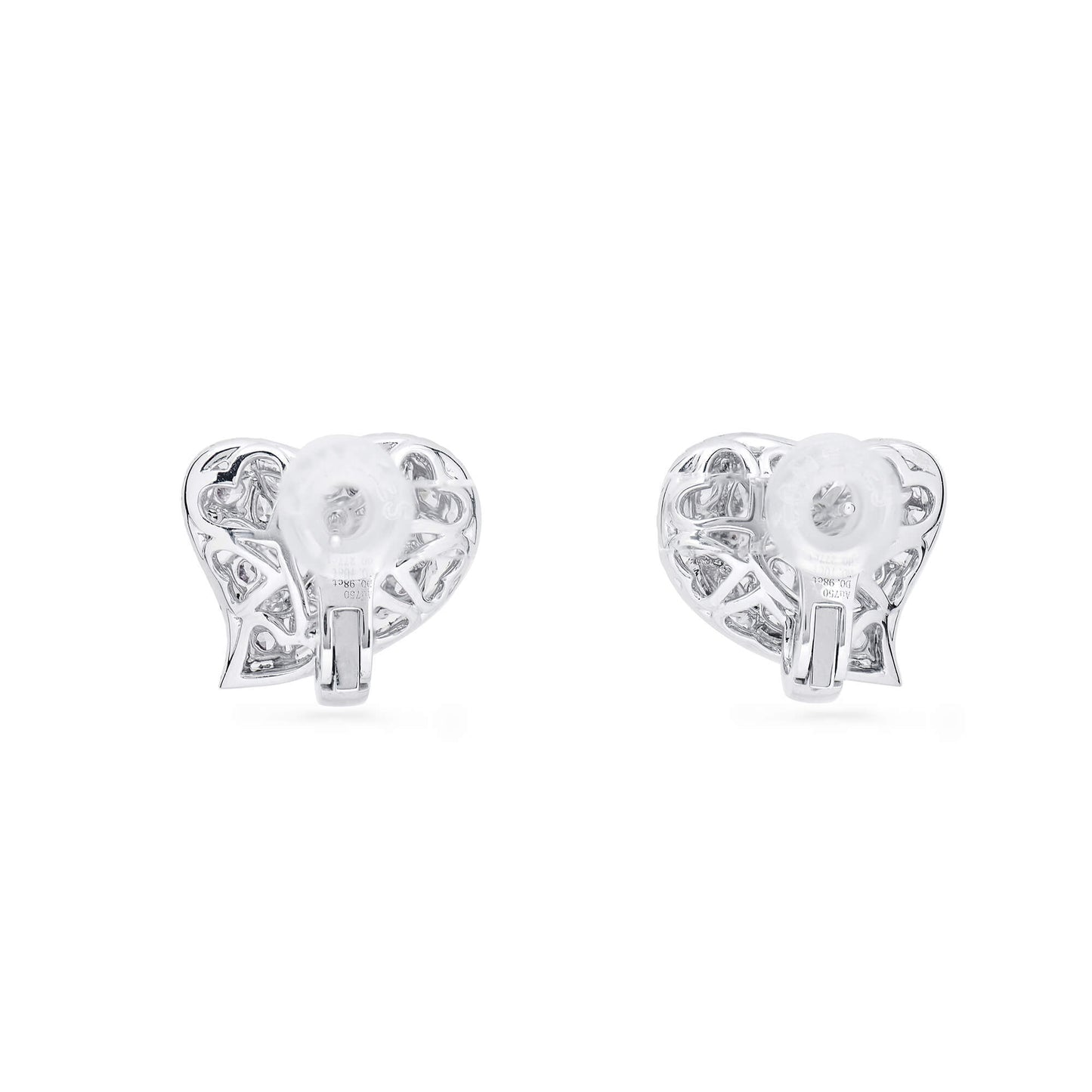 עגילי אשכול יהלומים ורודים ולבנים טבעיים, זהב לבן 18 קראט, 4.0 קראט