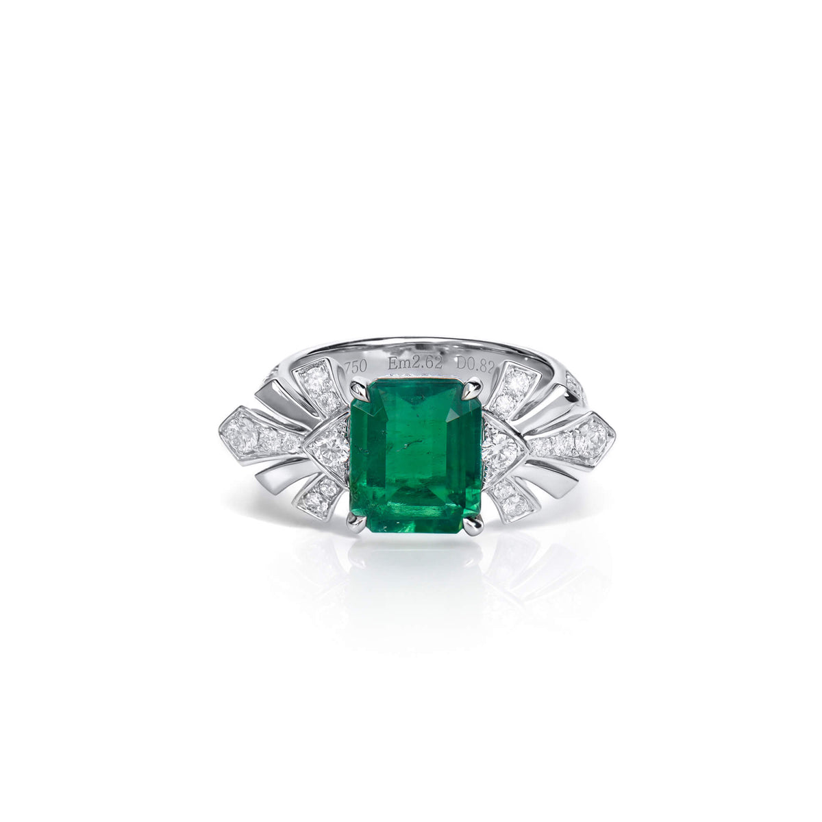 Natural 3.44 Ct. TW Asscher-Cut Colombian Emerald & Diamond Ring, 18K White Gold