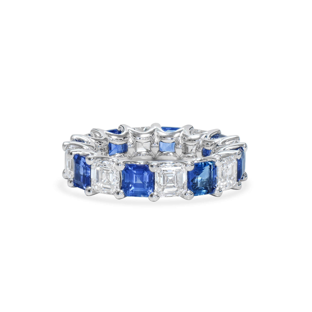 Natural 9.24 Ct. TW Oval-Cut Blue Sapphire & Diamond Ring, 18K White Gold