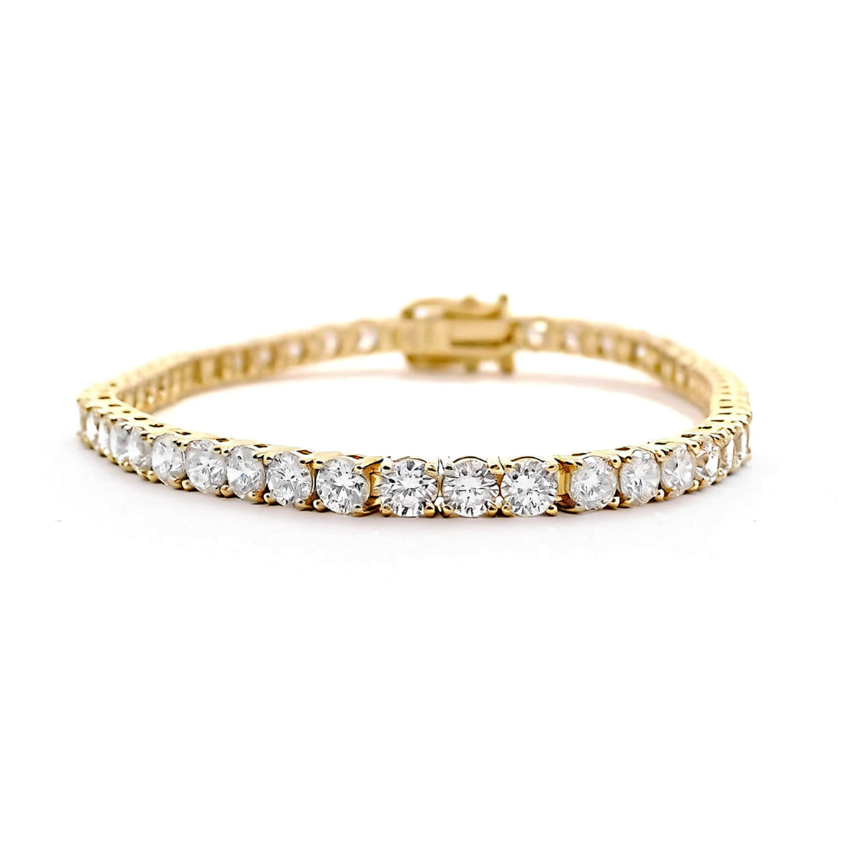 Natural 7.31 Ct. TW Diamond Tennis Bracelet, 14K Yellow Gold