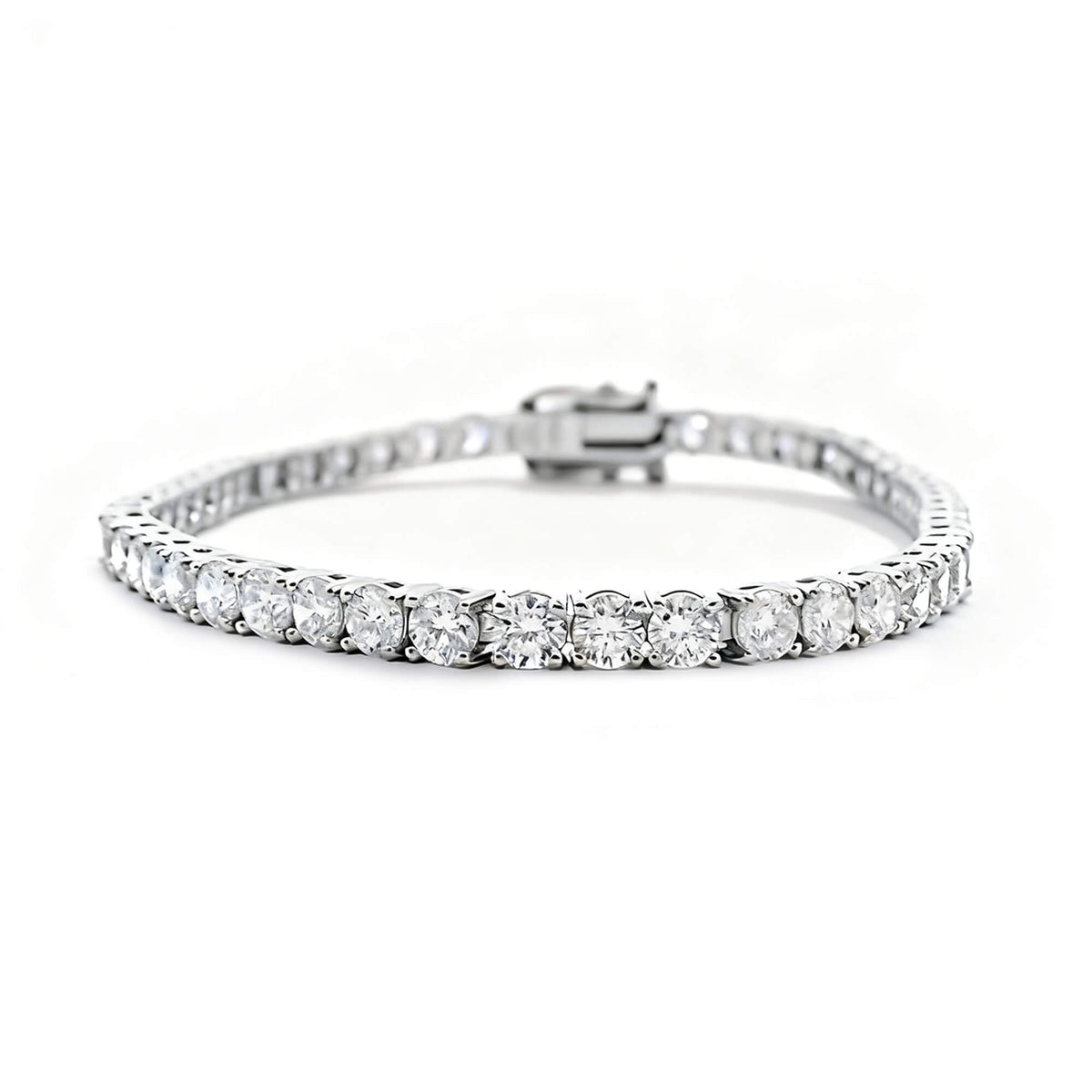 Natural 7.60 Ct. TW Diamond Tennis Bracelet, 14K White Gold