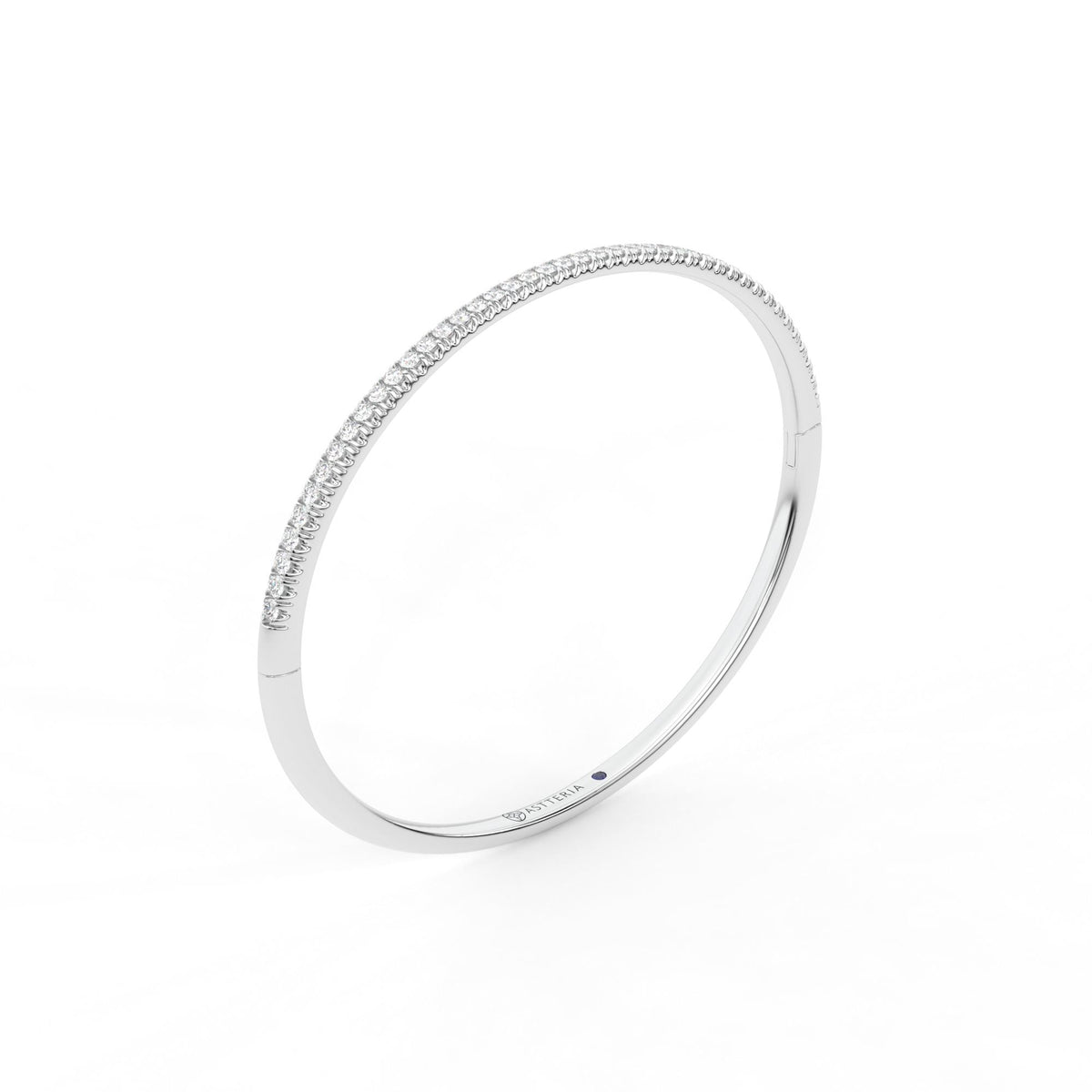 Centuria™ Bangle with Half Pavé White Diamonds, 14K white gold, 18K white gold