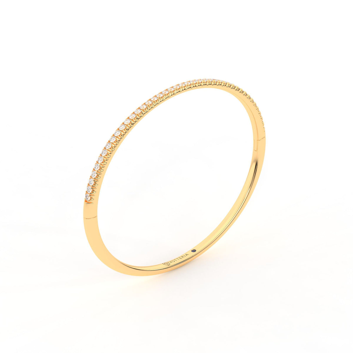 Centuria™ Bangle with Half Pavé White Diamonds, 14K yellow gold, 18K yellow gold