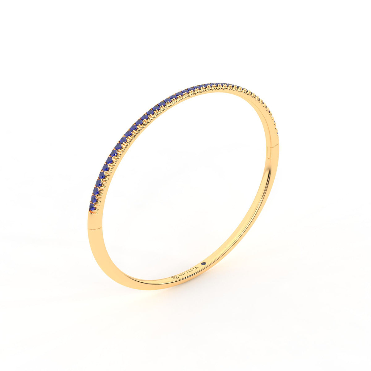Centuria™ Bangle with Half Pavé blue sapphire, 14K yellow gold, 18K yellow gold