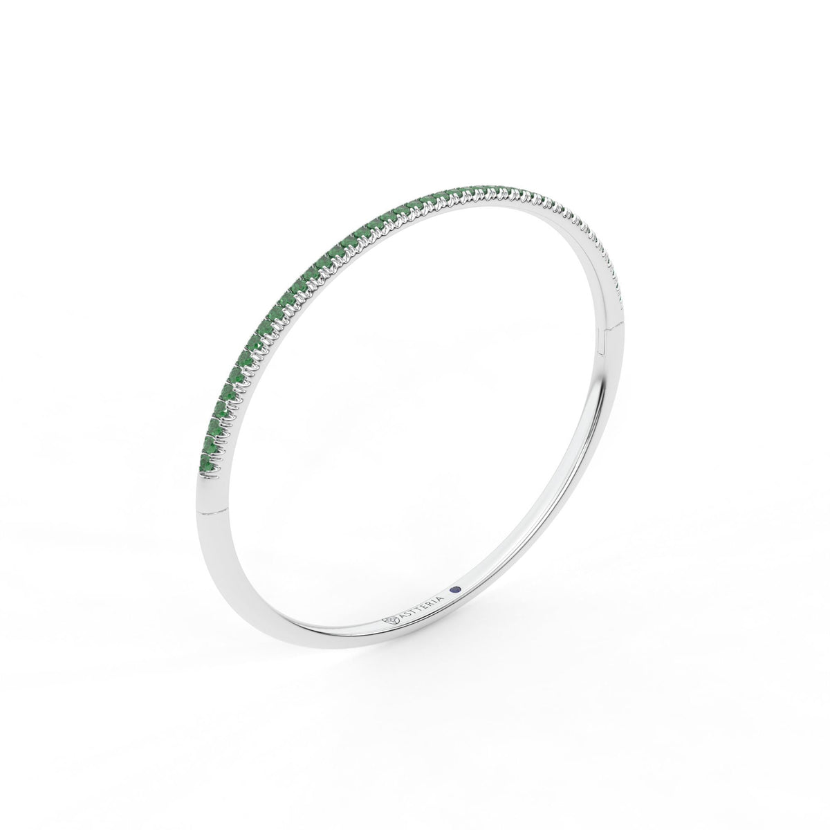 Centuria™ Bangle with Half Pavé emerald, 14K white gold, 18K white gold