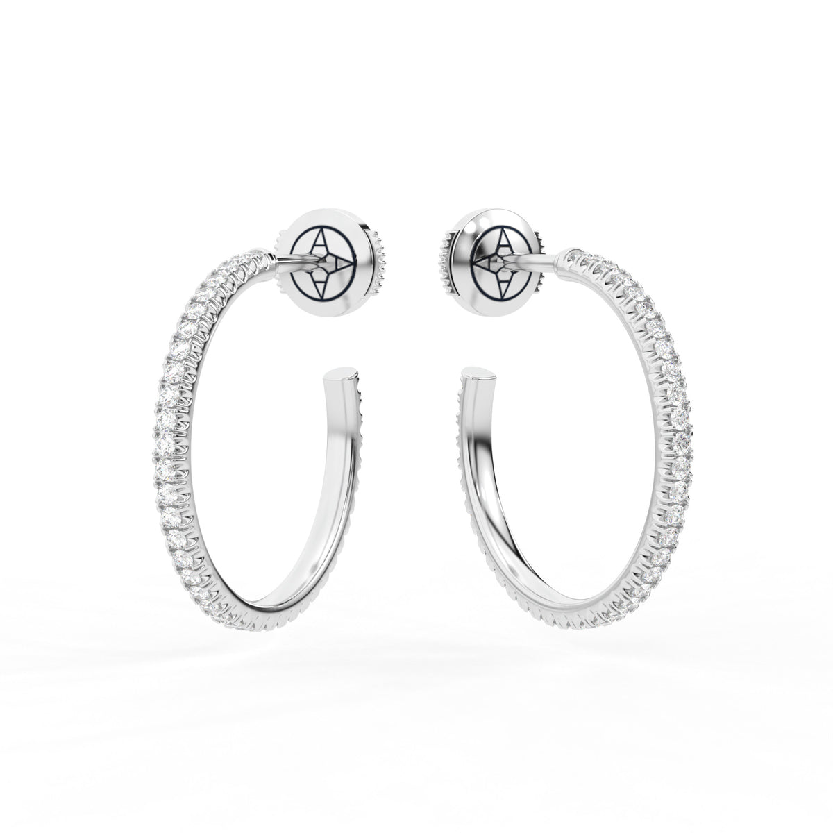 Centuria™ City Hoop diamond earrings, Medium, 14K white gold, 18K white gold