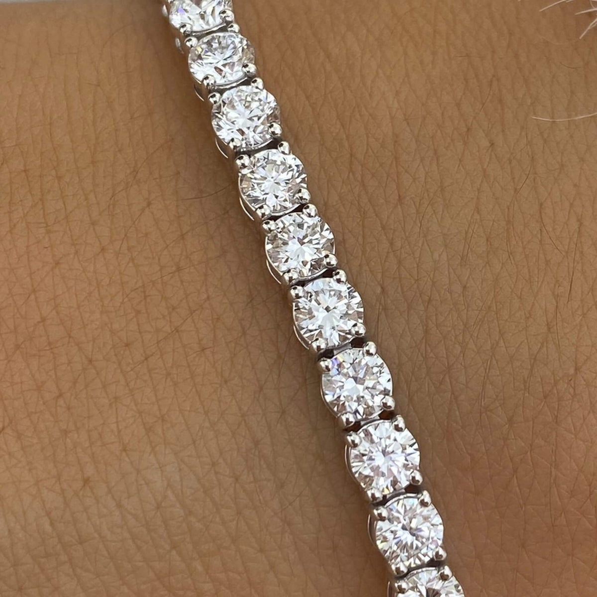 Natural 10.18 Ct. TW Diamond Tennis Bracelet, 14K White Gold