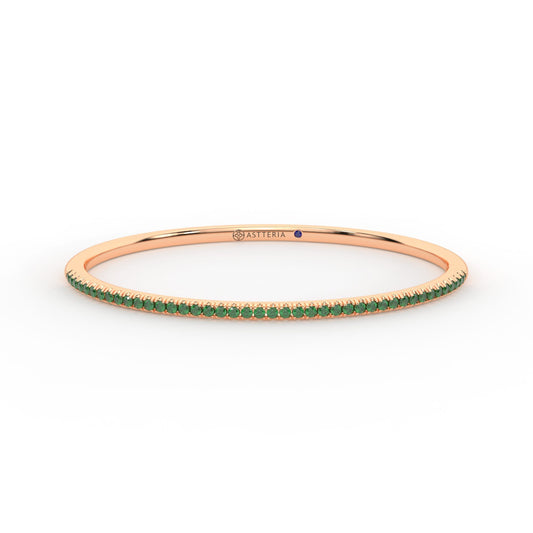 Centuria™ Bangle with Half Pavé emerald, 14K rose gold, 18K rose gold