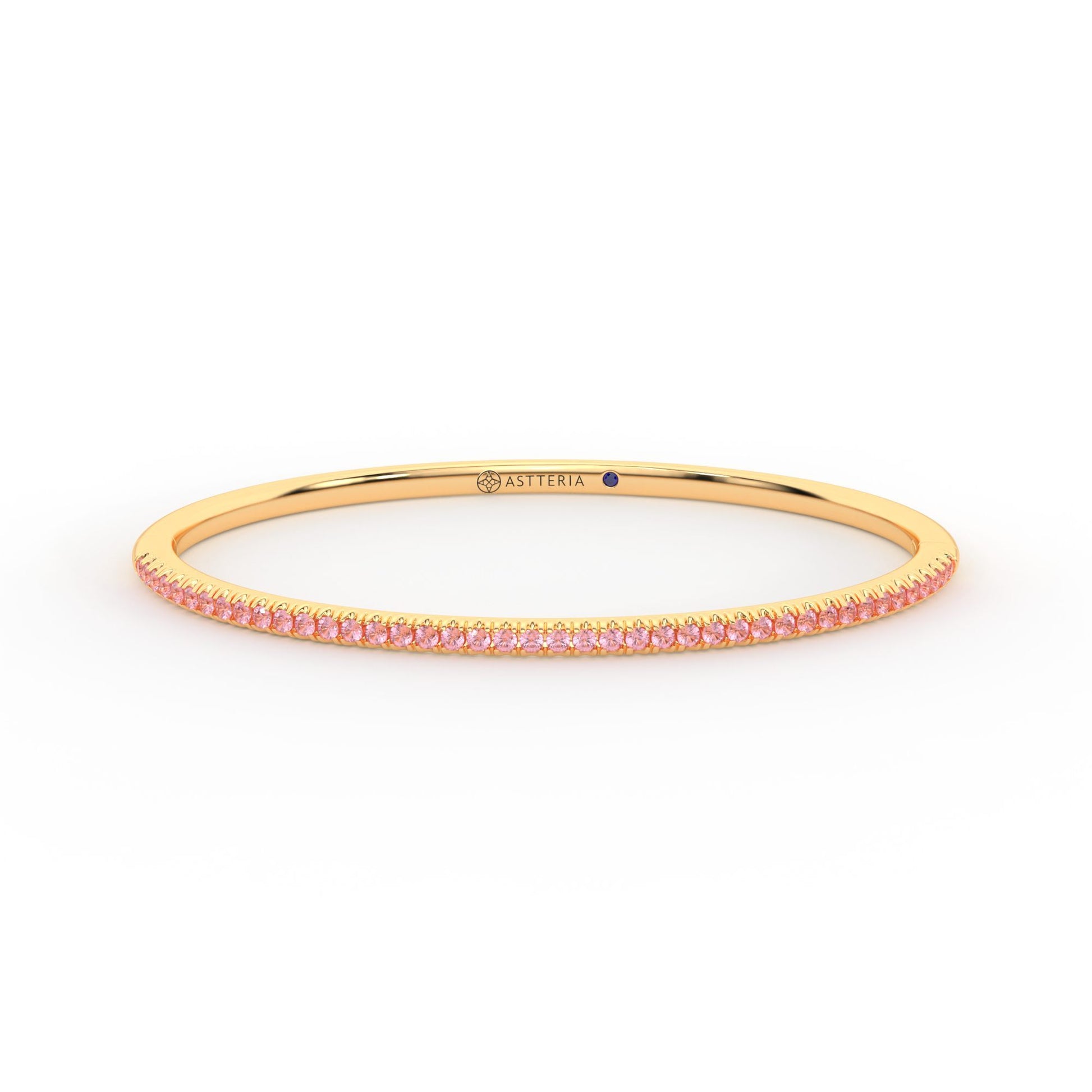 Centuria™ Bangle with Half Pavé pink sapphire, 14K yellow gold, 18K yellow gold