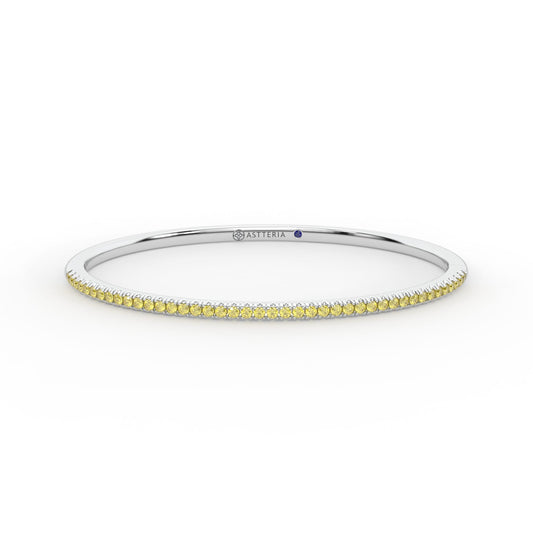 Centuria™ Bangle with Half Pavé yellow diamonds, 14K white gold, 18K white gold
