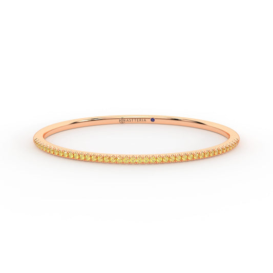 Centuria™ Bangle with Half Pavé yellow diamonds, 14K rose gold, 18K rose gold