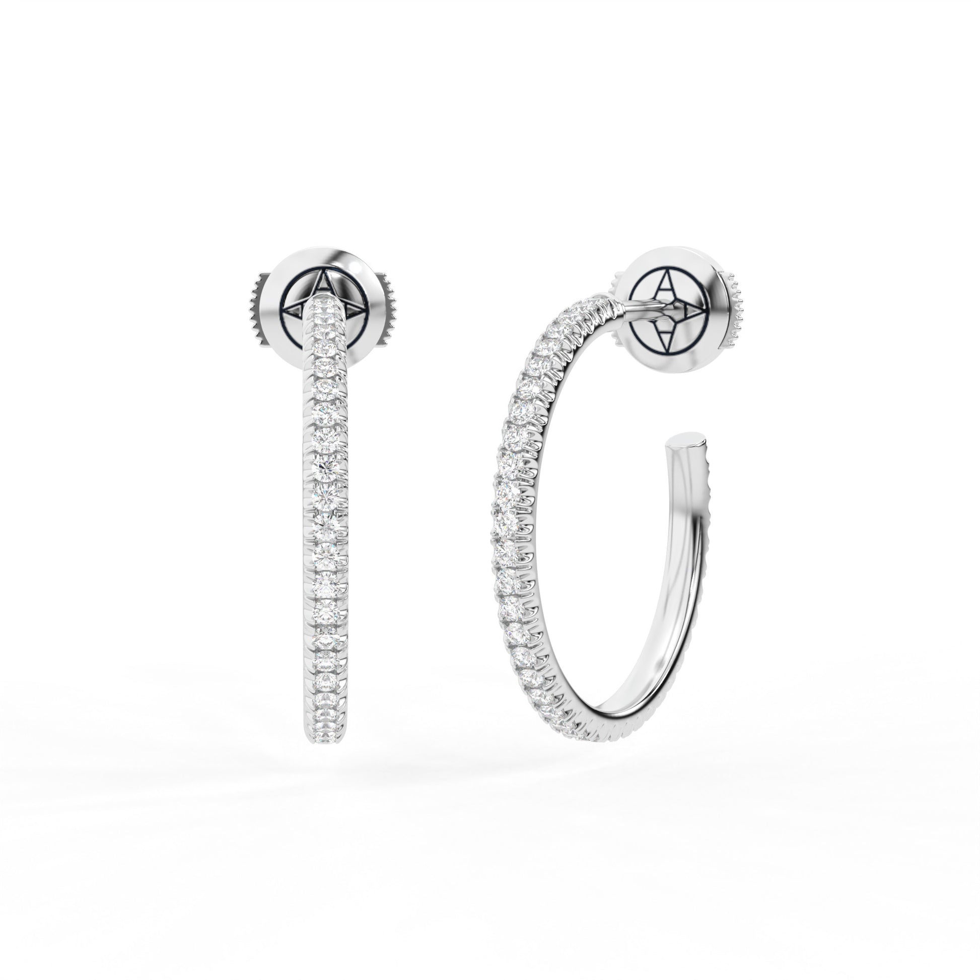 Centuria™ City Hoop diamond earrings, Medium, 14K white gold, 18K white gold