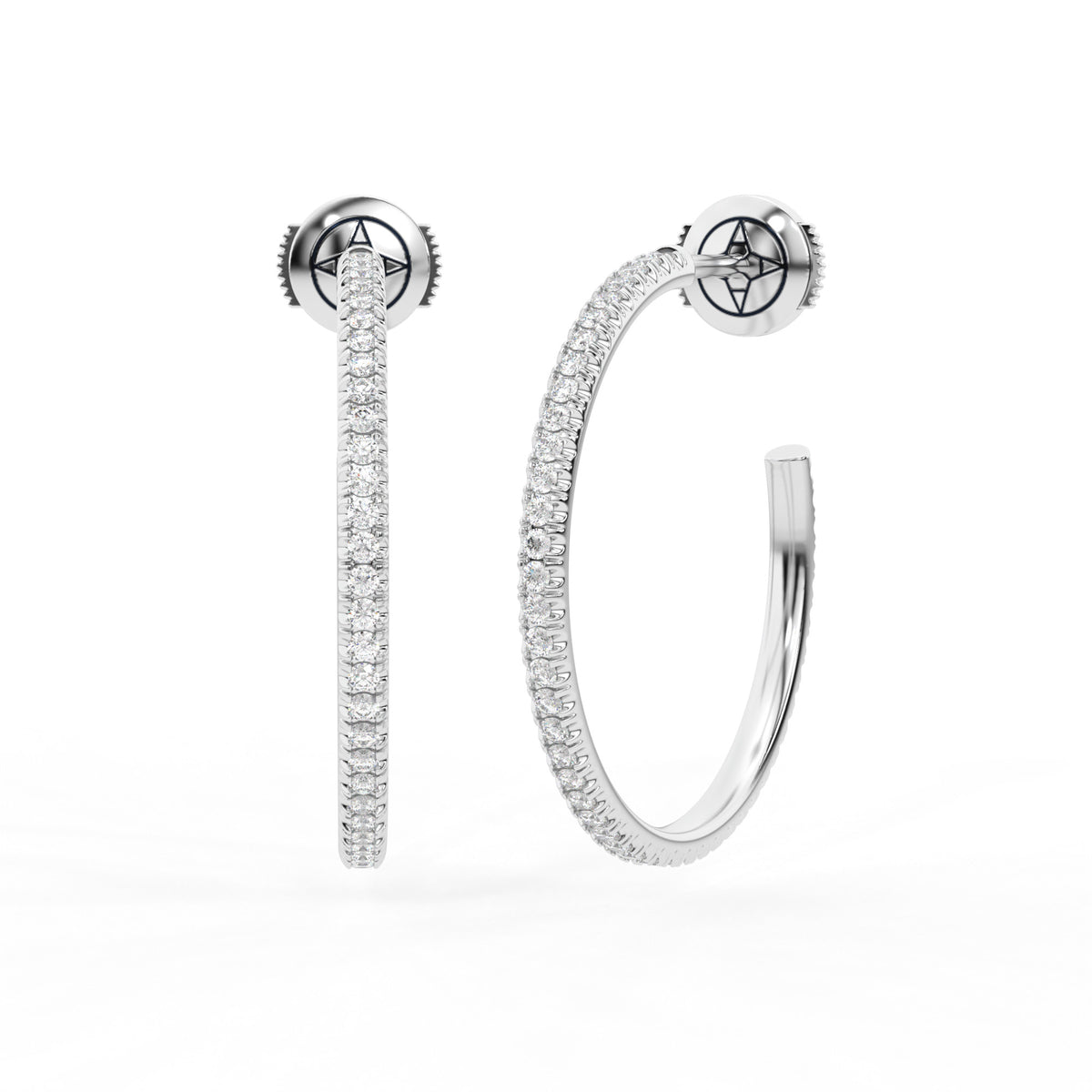 Centuria™ City Hoop diamond earrings, Large, 14K white gold, 18K white gold