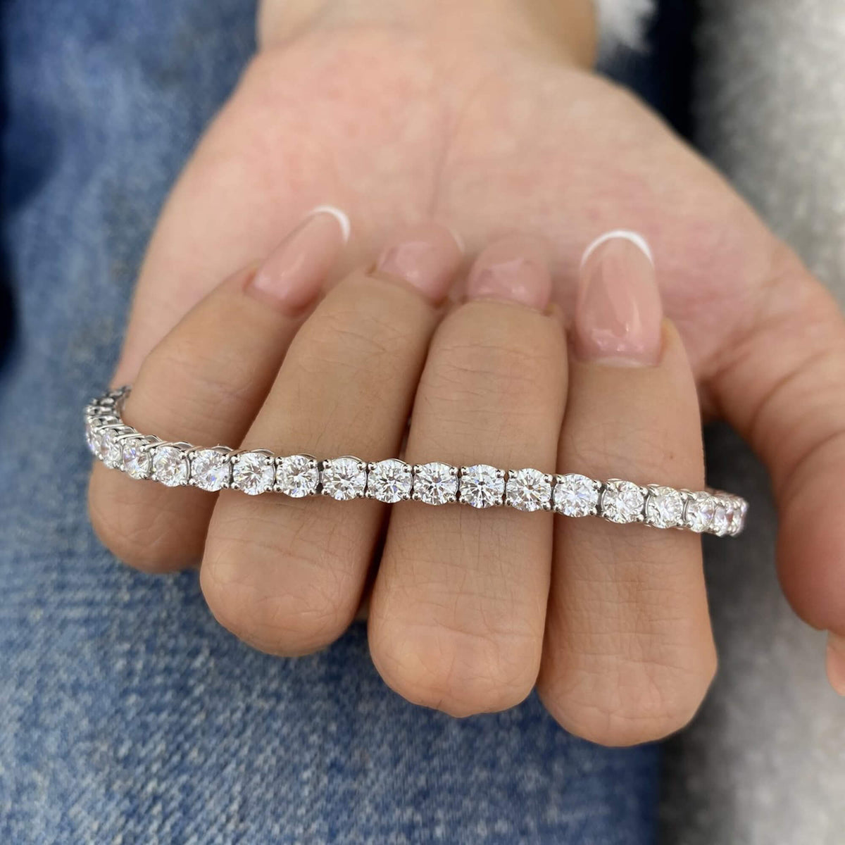 Natural 10.18 Ct. TW Diamond Tennis Bracelet, 14K White Gold