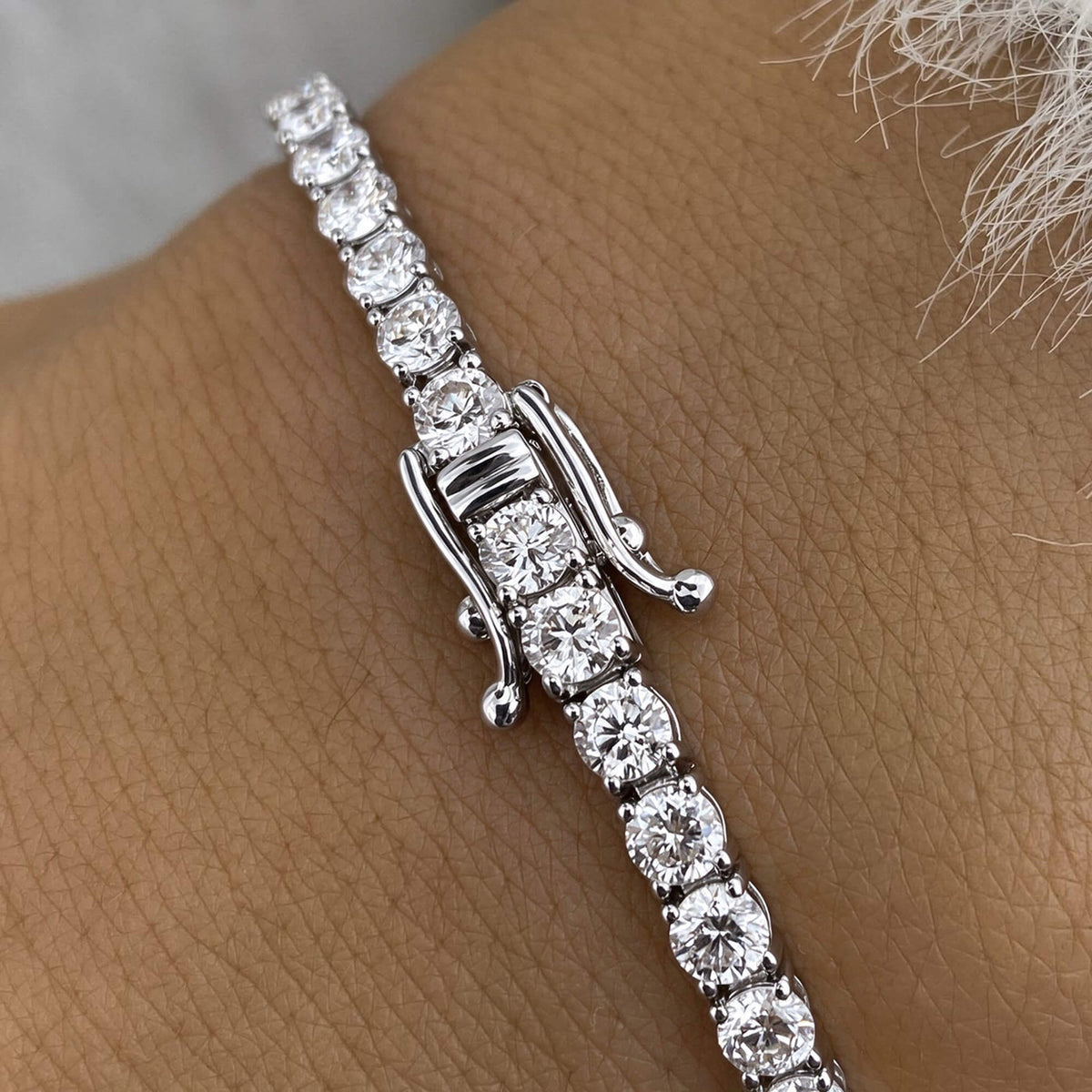 Natural 7.60 Ct. TW Diamond Tennis Bracelet, 14K White Gold
