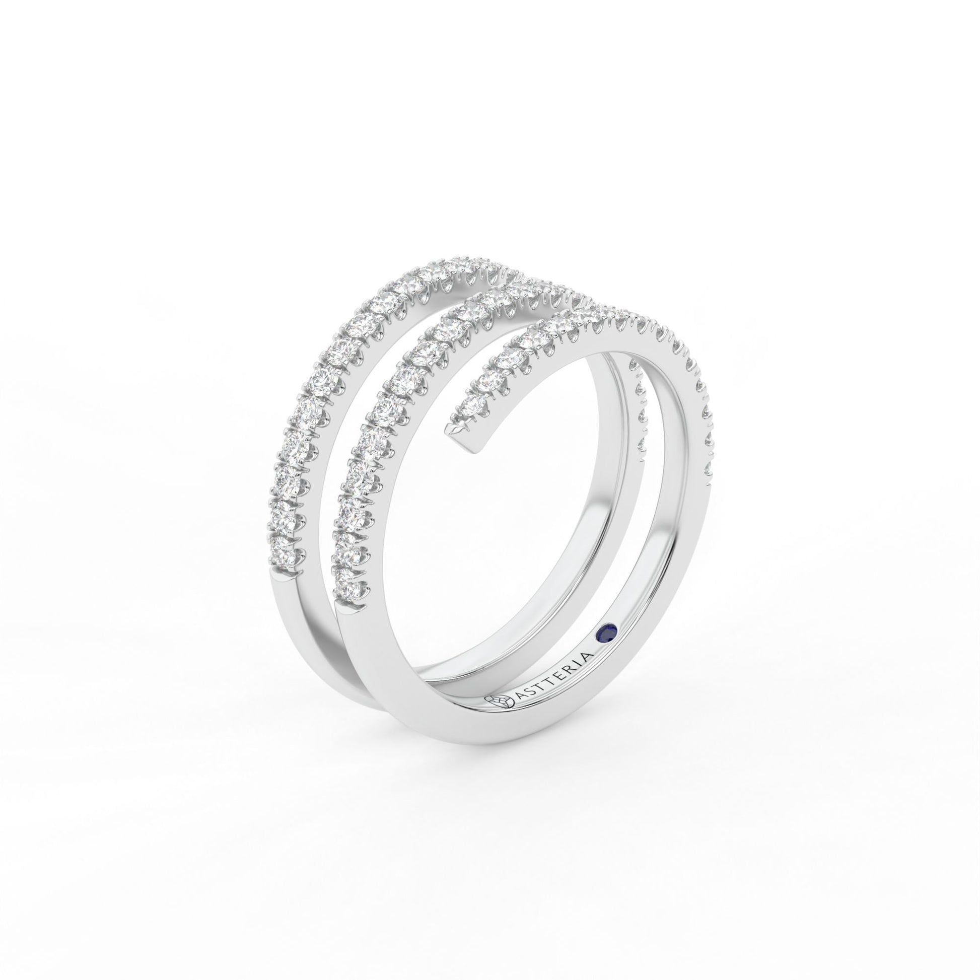 Centuria half eternity spiral diamond ring, 14K white gold, 18K white gold