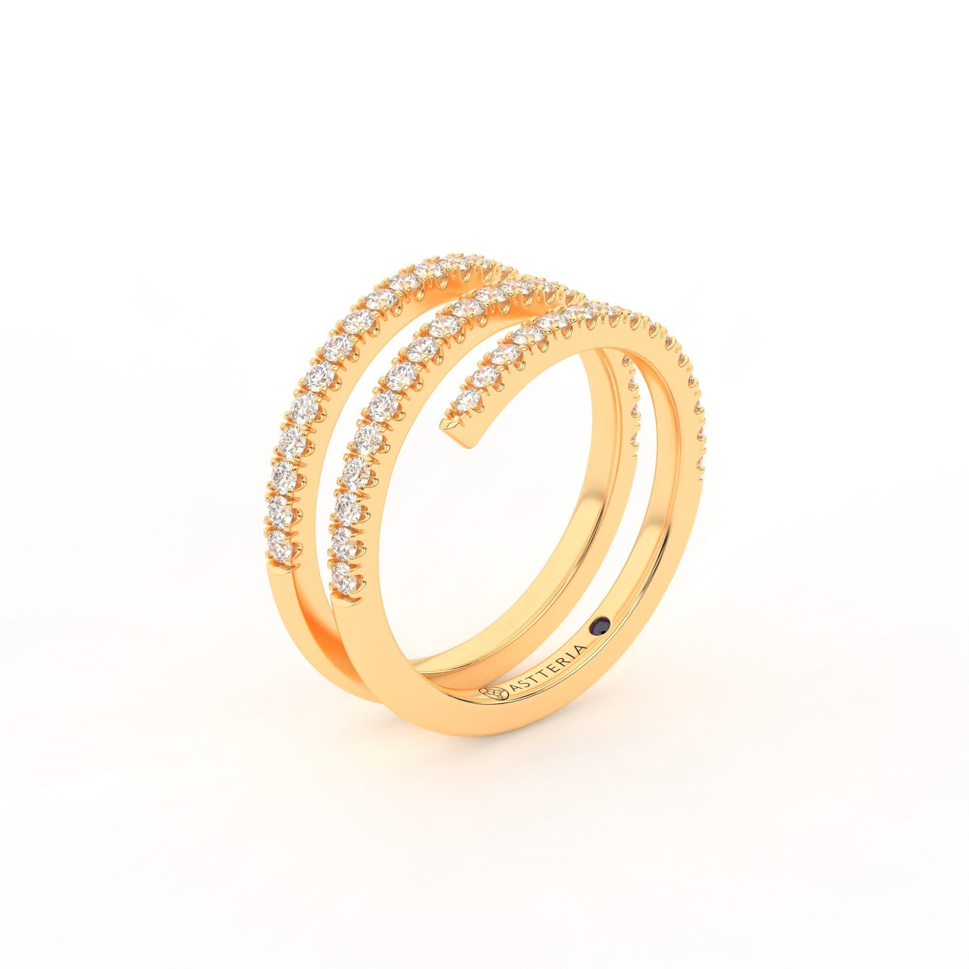 Centuria half eternity spiral diamond ring, 14K yellow gold, 18K yellow gold