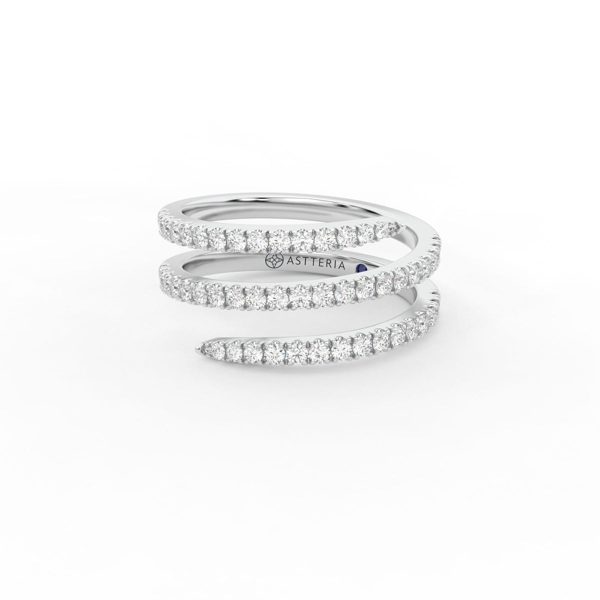 Centuria half eternity spiral diamond ring, 14K white gold, 18K white gold