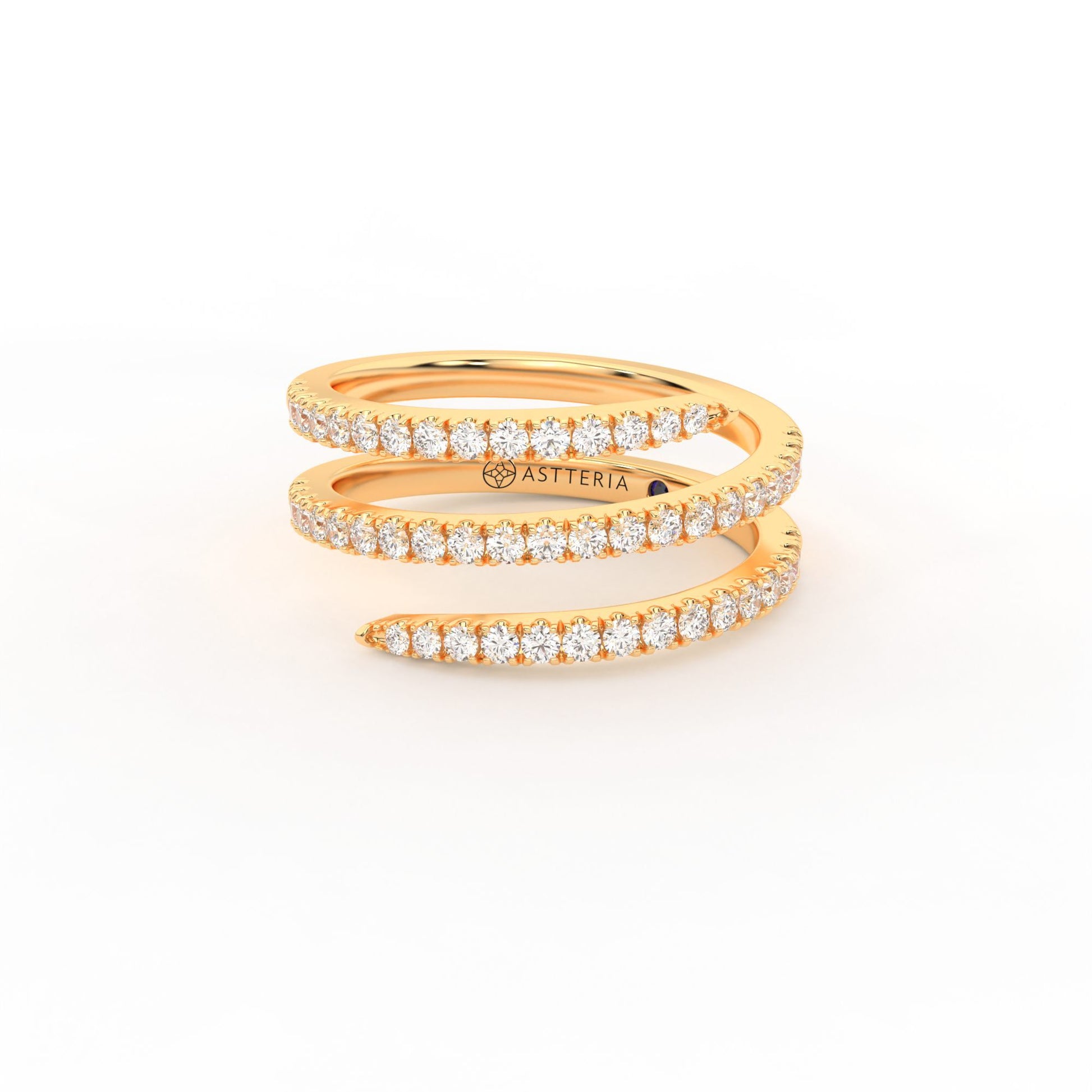 Centuria half eternity spiral diamond ring, 14K yellow gold, 18K yellow gold