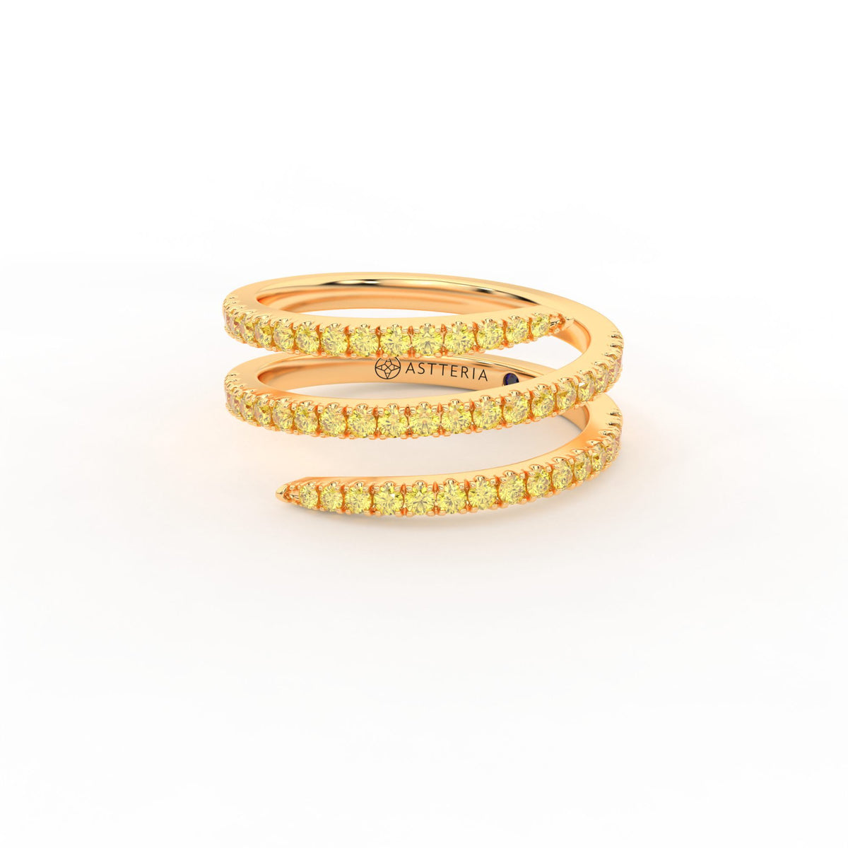 Centuria half eternity spiral yellow diamond ring, 14K yellow gold, 18K yellow gold