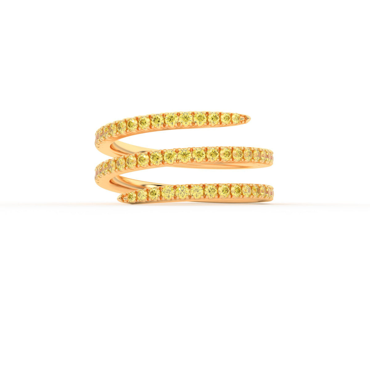 Centuria half eternity spiral yellow diamond ring, 14K yellow gold, 18K yellow gold