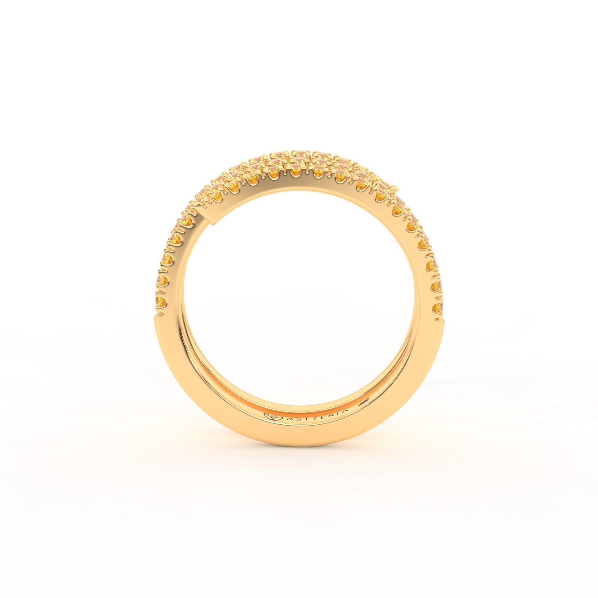 Centuria half eternity spiral yellow diamond ring, 14K yellow gold, 18K yellow gold