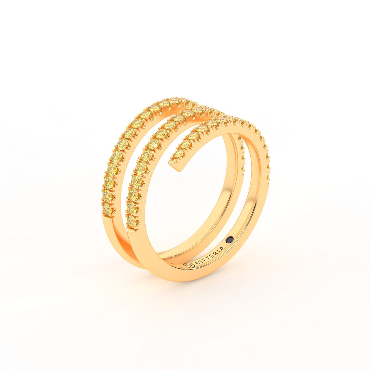 Centuria half eternity spiral yellow diamond ring, 14K yellow gold, 18K yellow gold