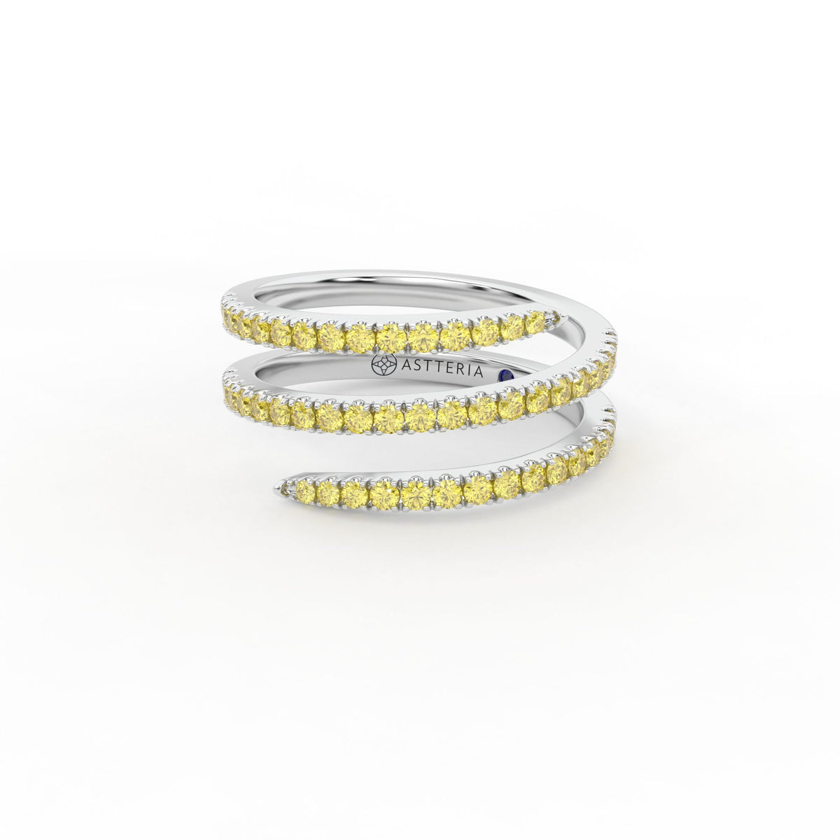 Centuria half eternity spiral yellow diamond ring, 14K white gold, 18K white gold