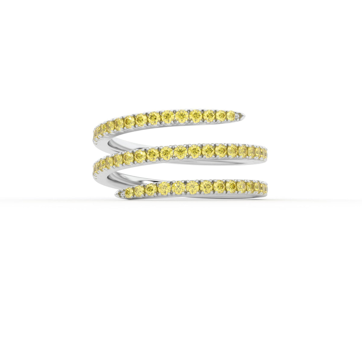 Centuria half eternity spiral yellow diamond ring, 14K white gold, 18K white gold