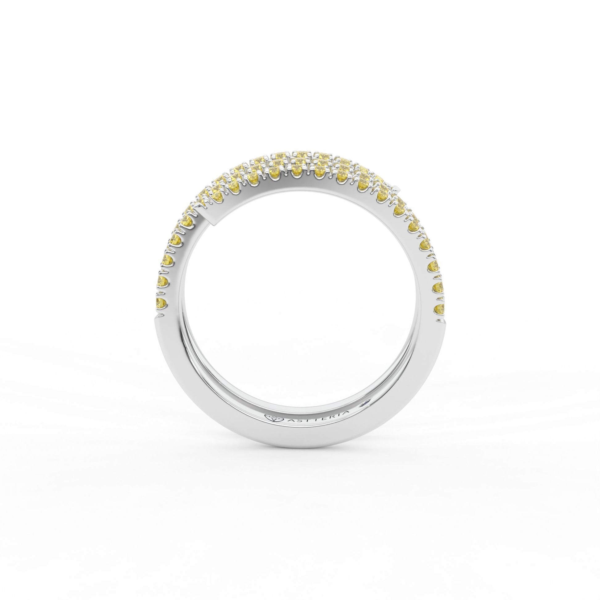 Centuria half eternity spiral yellow diamond ring, 14K white gold, 18K white gold
