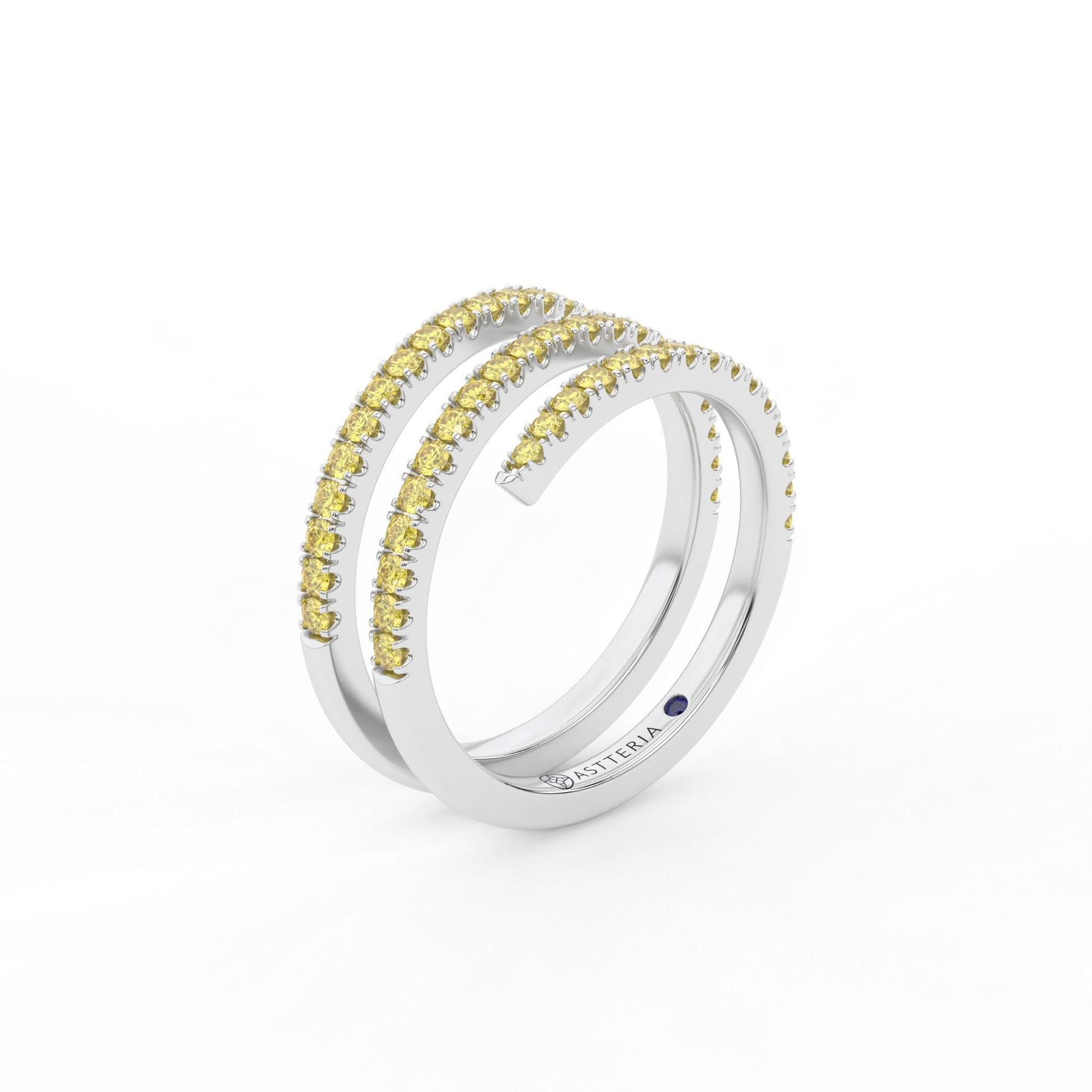 Centuria half eternity spiral yellow diamond ring, 14K white gold, 18K white gold