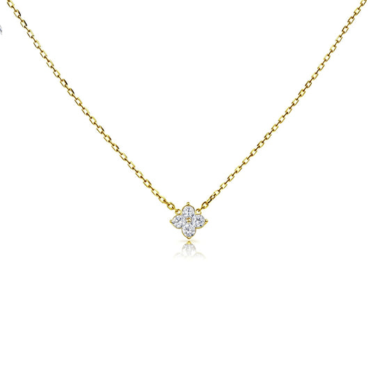 Natural 0.34 Ct. TW Diamond Clover Pendant in Yellow Gold, 14K Yellow Gold, 18K Yellow Gold