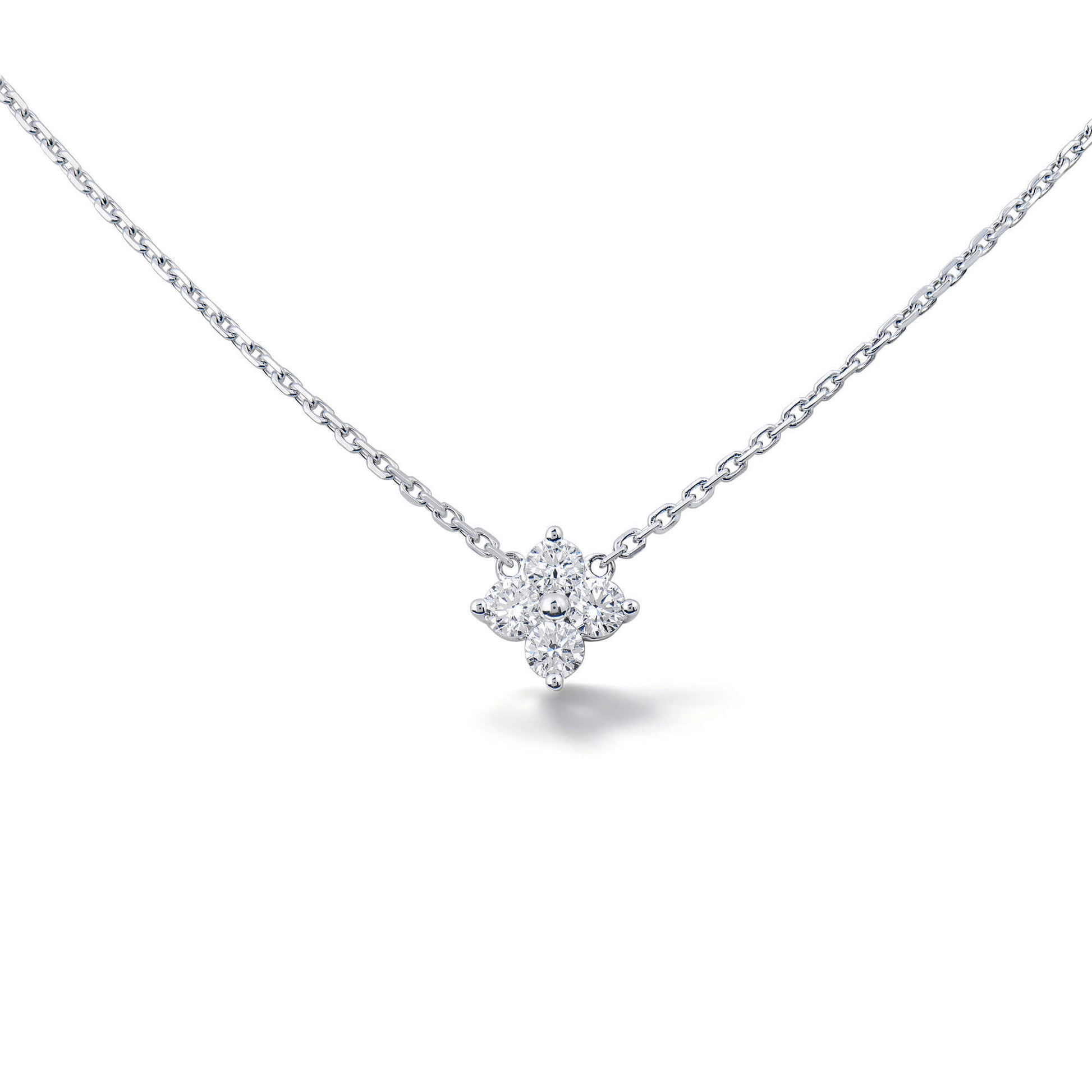 Natural 0.34 Ct. TW Diamond Clover Pendant in White Gold, 14K White Gold, 18K White Gold