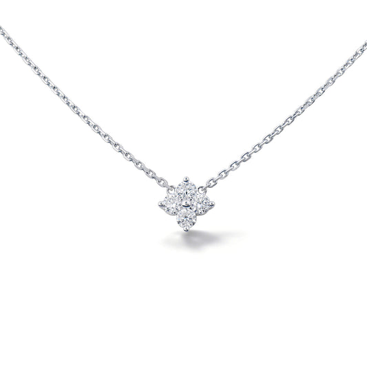 Natural 0.34 Ct. TW Diamond Clover Pendant in White Gold, 14K White Gold, 18K White Gold