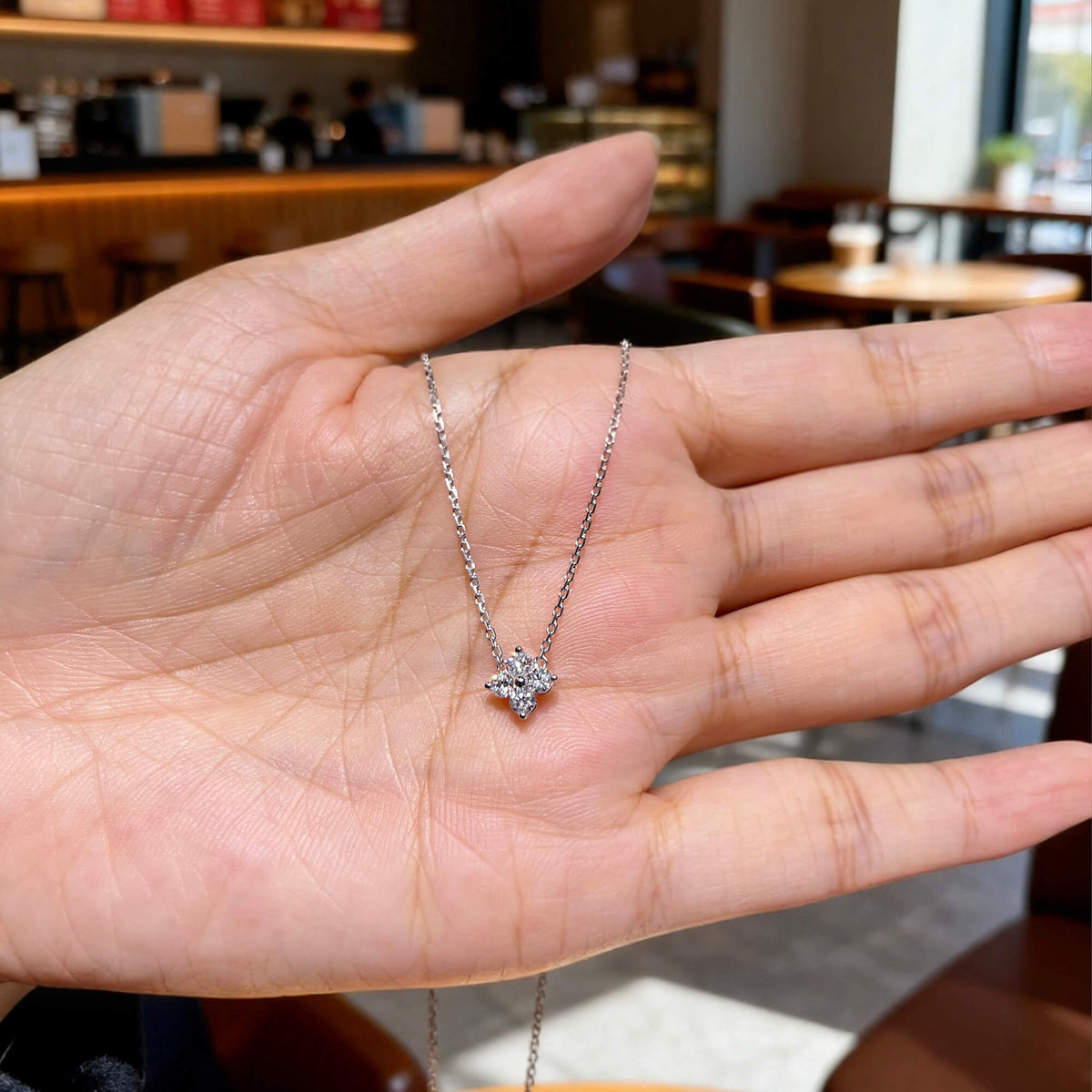 Natural 0.34 Ct. TW Diamond Clover Pendant in White Gold, 14K White Gold, 18K White Gold
