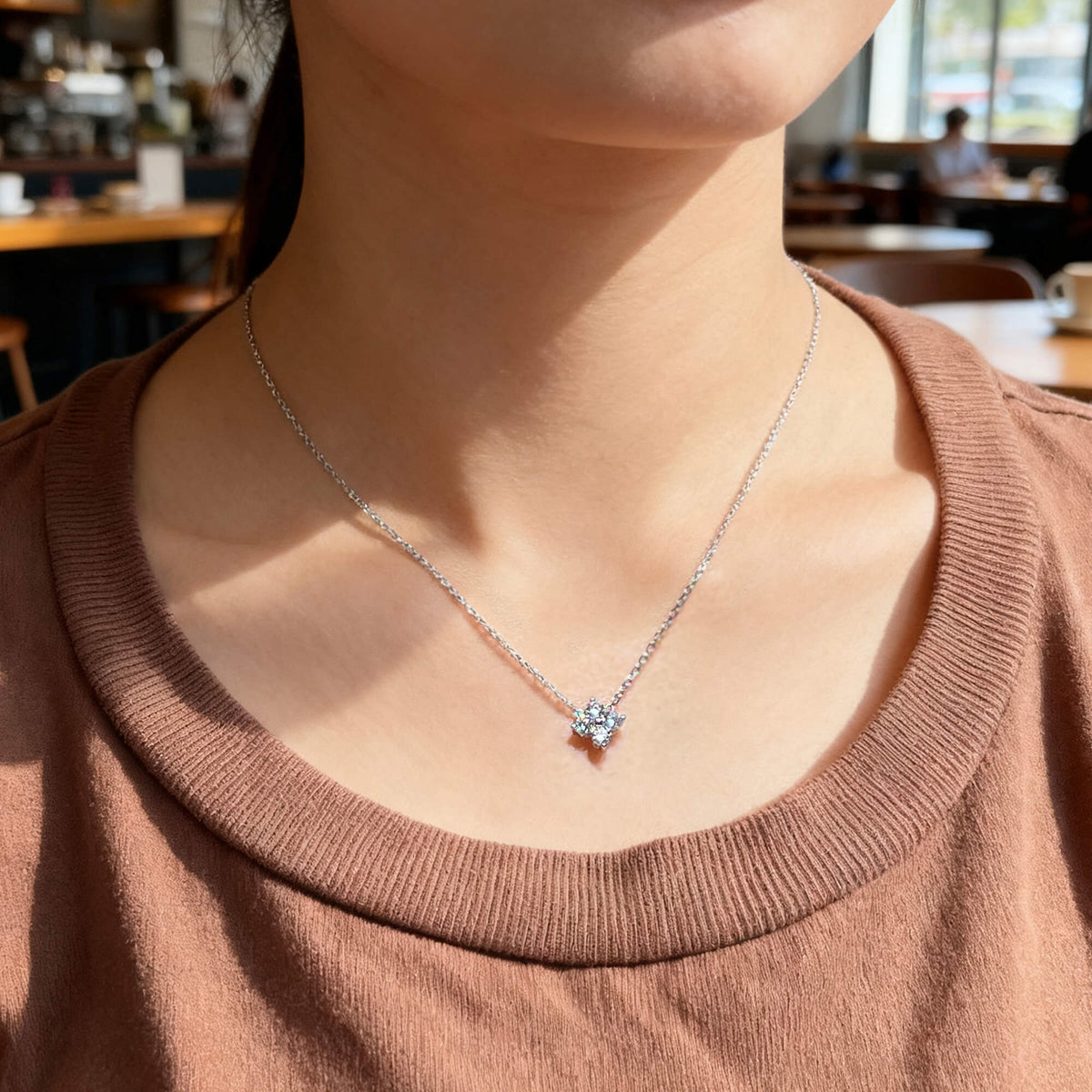 Natural 0.34 Ct. TW Diamond Clover Pendant in White Gold, 14K White Gold, 18K White Gold