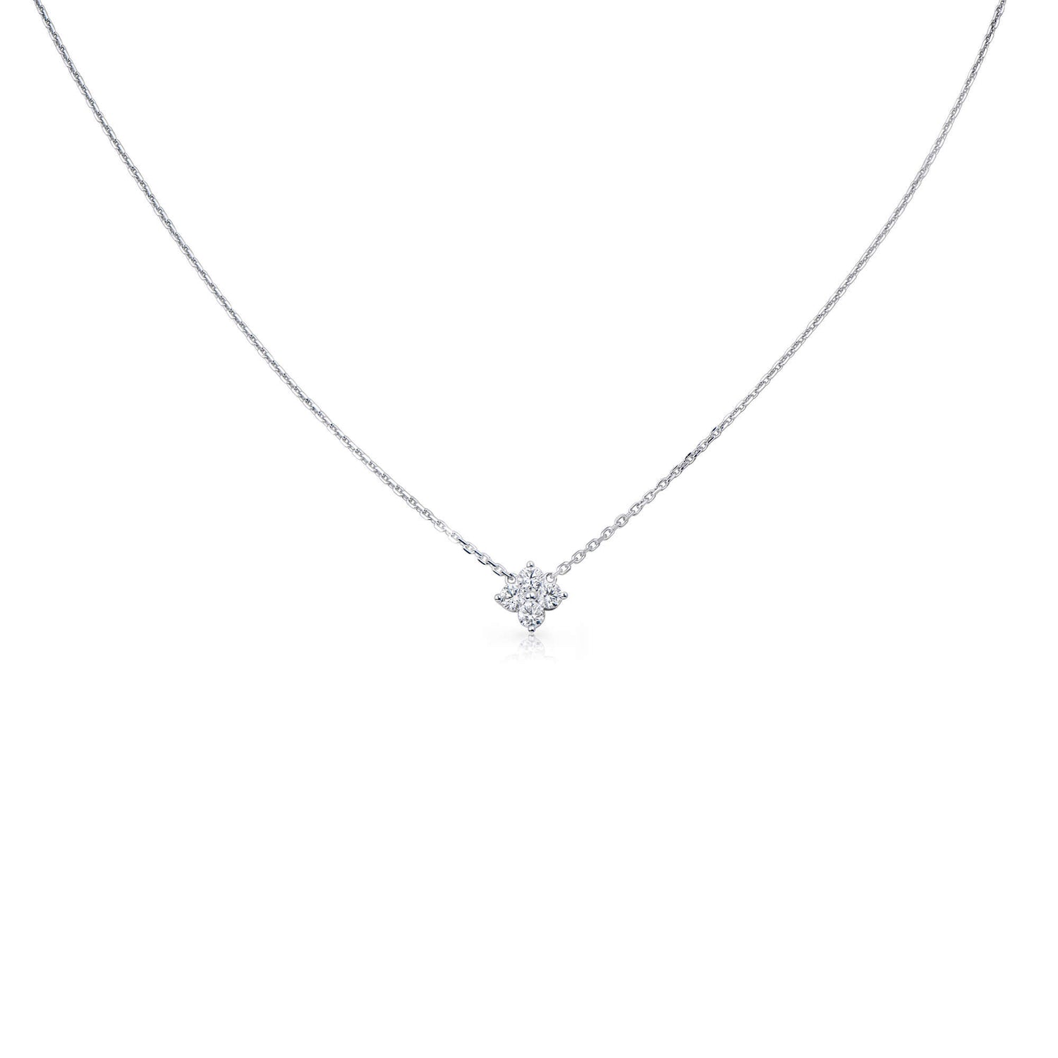 Natural 0.34 Ct. TW Diamond Clover Pendant in White Gold, 14K White Gold, 18K White Gold