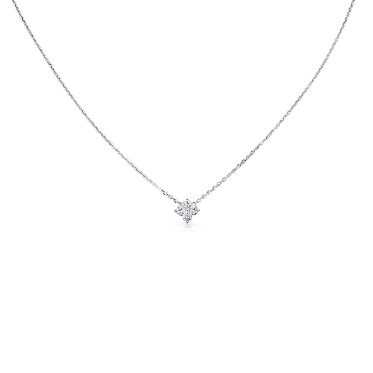 Natural 0.34 Ct. TW Diamond Clover Pendant in White Gold, 14K White Gold, 18K White Gold