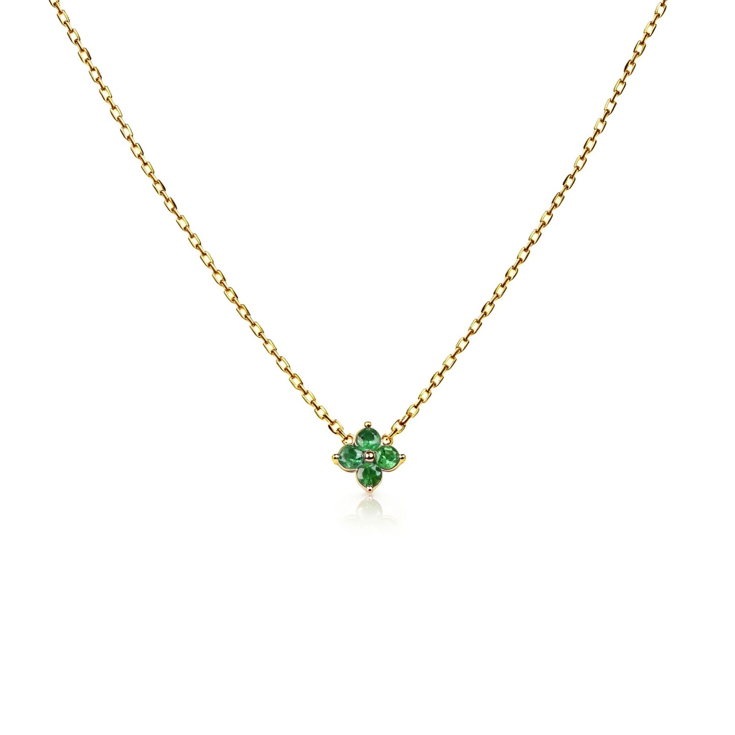 Natural 0.44 Ct. TW Emerald Clover Pendant in Yellow Gold, 14K Yellow Gold, 18K Yellow Gold